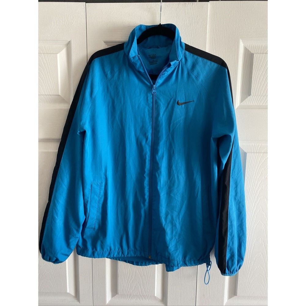 Nike Athletic Dept Windbreaker Jacket Mens Size M Blue Black Stripe Retro Track
